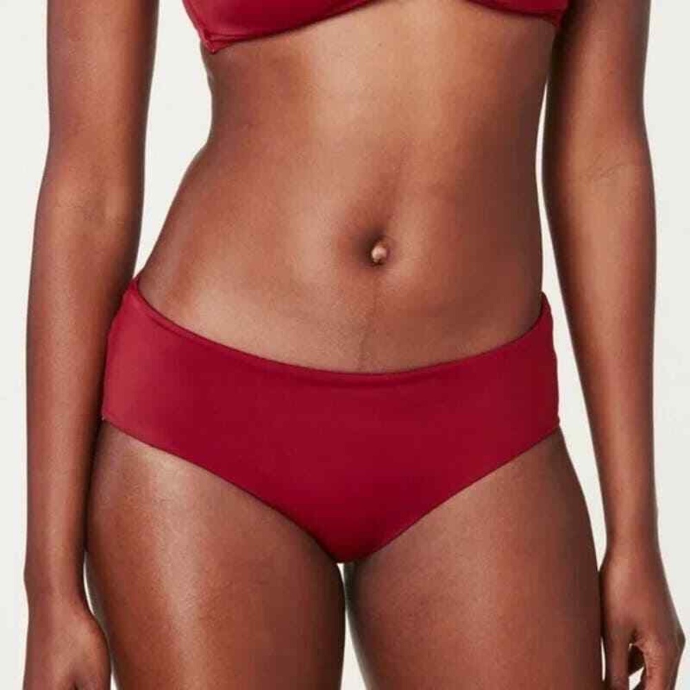 NWT Andie The Hipster Bikini Bottom Truffle Full Coverage Red Brown